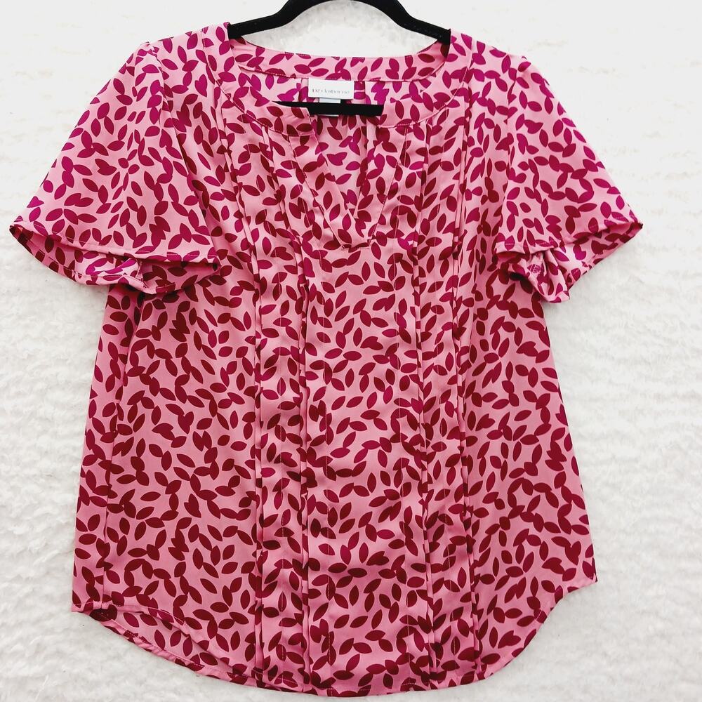Blouse Pink Leaf Romantic Whimsycore Soft Girl Casual Chic Fairy Office Size XS